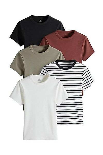 The Set T-Shirt 5er-Pack The Set gerippte Kurzarm-T-Shirts (5-tlg) günstig online kaufen