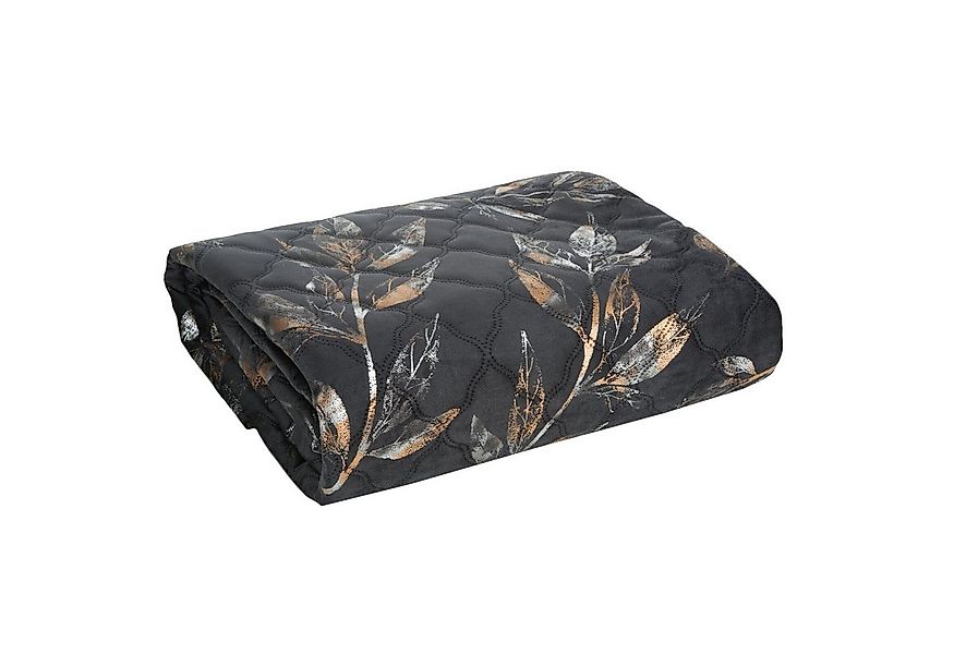 Eurofirany Tagesdecke Glamour Black, Samtdecke Velours Weiche Decke Goldene günstig online kaufen