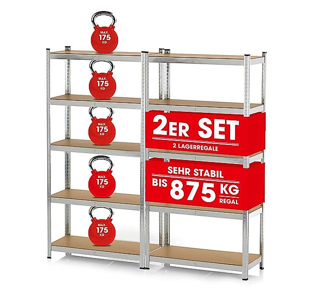 EASYmaxx Schwerlastregal 2er-Set 180x90x40 cm, 2-tlg., Kellerregal, Lagerre günstig online kaufen