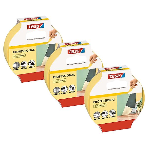 tesa Kreppband PROFESSIONAL Malerband (3-St) Abklebeband günstig online kaufen