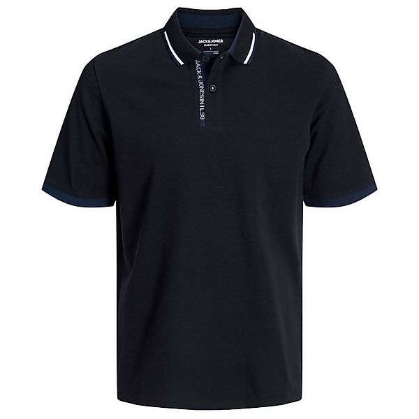 Jack & Jones Poloshirt Große Größen Herren Poloshirt schwarz Kontrastdetail günstig online kaufen