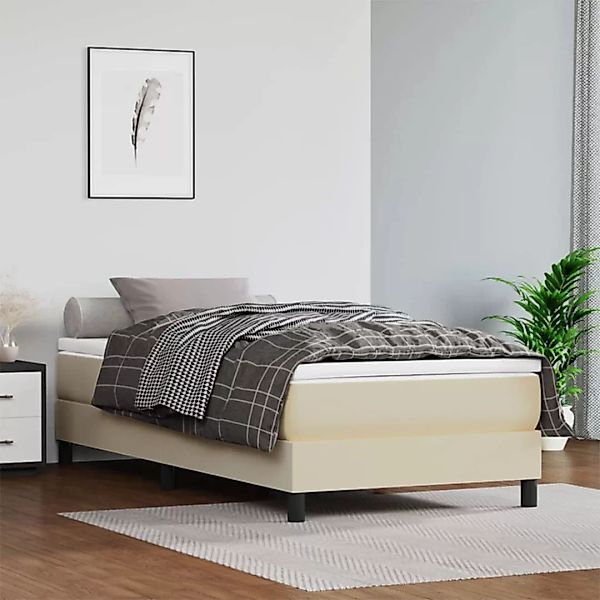 Vidaxl Boxspringbett Mit Matratze Creme 90x200 Cm Kunstleder günstig online kaufen