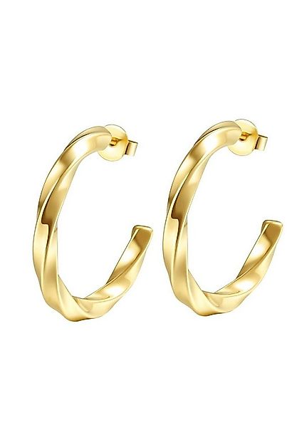 Hey Happiness Paar Creolen Geo gedreht 18K vergoldet, Edelstahl Ohrringe Da günstig online kaufen