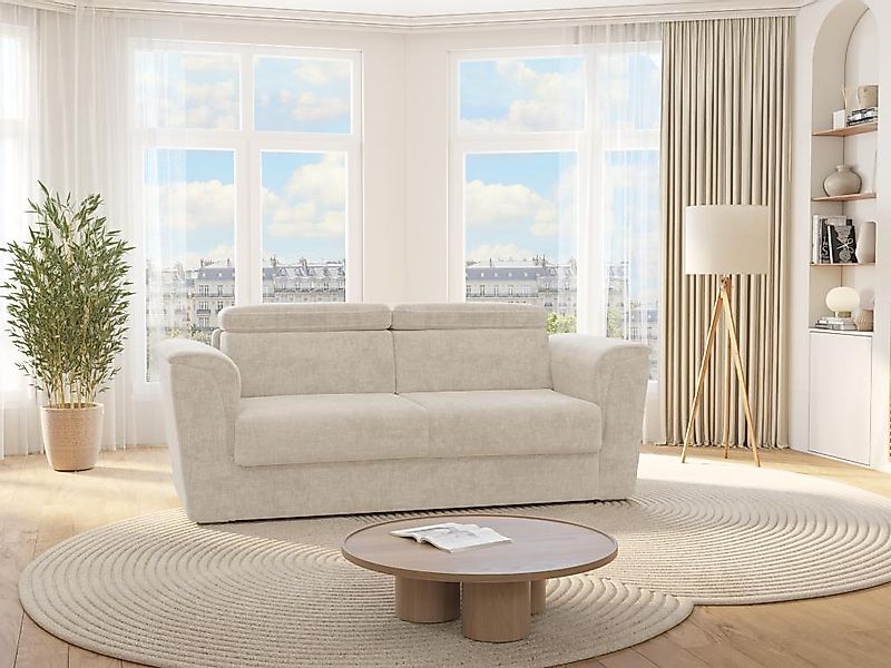 Schlafsofa mit Matratze 3-Sitzer - Stoff - Beige - Liegefläche mit Lattenro günstig online kaufen