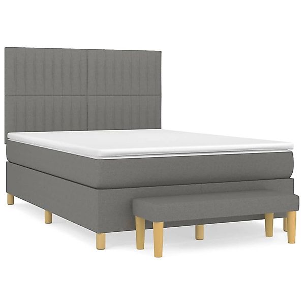 vidaXL Boxspringbett mit Matratze Dunkelgrau 140x200 cm Stoff1358381 günstig online kaufen