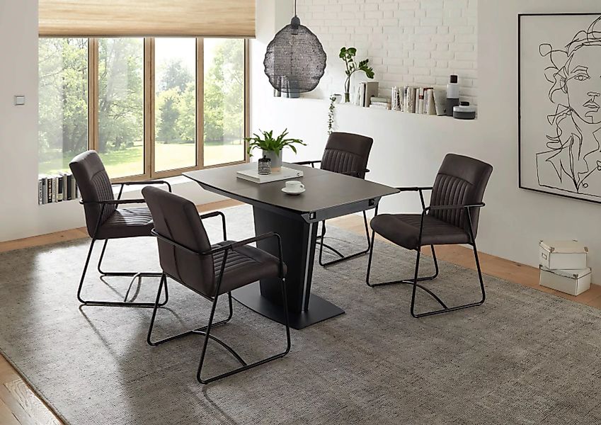 Essgruppe Keramik Esstisch mit 4 Stühlen Metall schwarz Ferrara-Altena günstig online kaufen