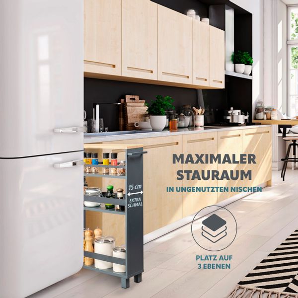 eluno Küchenwagen Küchen-Nischenwagen, Bad-Organizer mit 3 günstig online kaufen