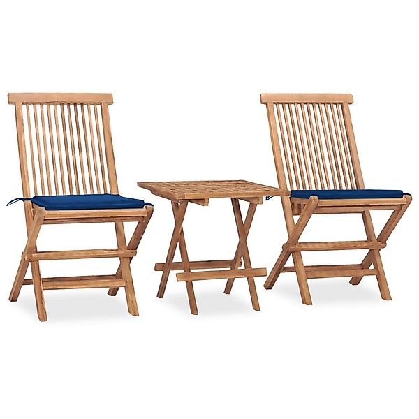 vidaXL 3-tlg Garten-Essgruppe mit Kissen Klappbar Massivholz Teak Modell 38 günstig online kaufen