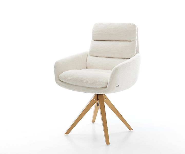 Drehstuhl Abelia-Flex mit Armlehnen Bouclé Soft Beige Holzgestell kantig Na günstig online kaufen