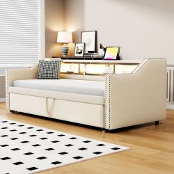 Flieks Daybett, Ausziehbares Polsterbett Schlafsofa 90/180x190cm günstig online kaufen