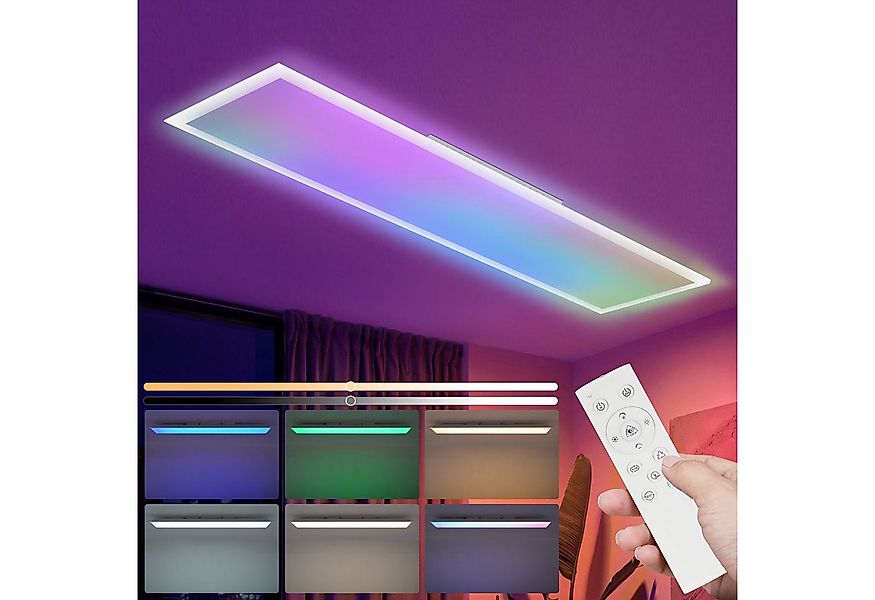 ZMH LED Deckenleuchte Wohnzimmer Dimmbar Deckenpanel Lang RGB Farbwechsel K günstig online kaufen