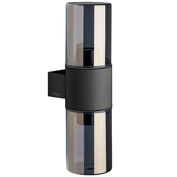 Oktaplex Puno Wandleuchte Außen 2x E27 Fassung Rauchglas IP44 Aluminium Ant günstig online kaufen