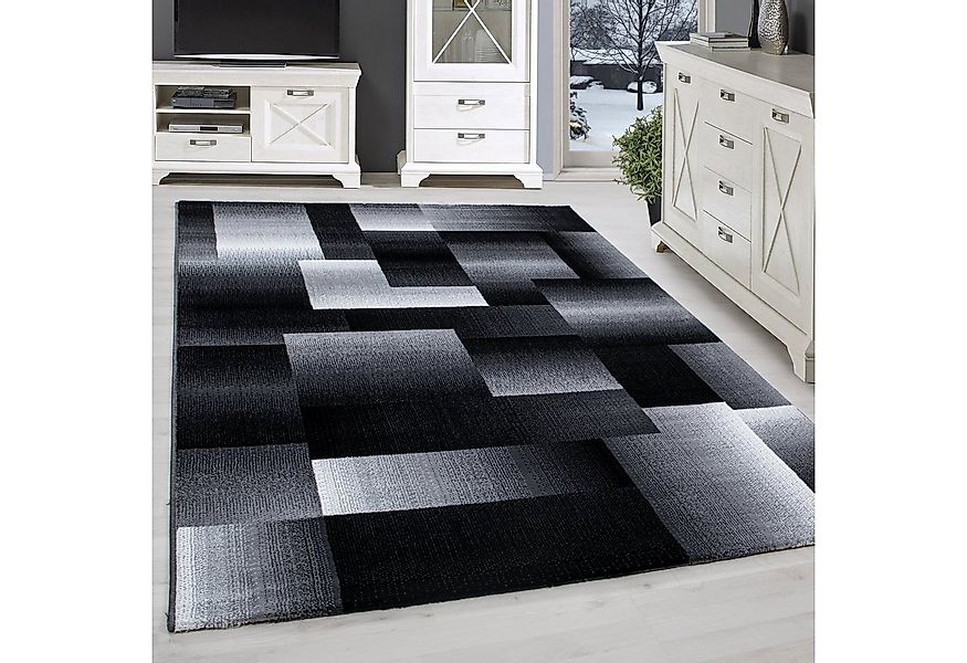 SIMPEX24 Designteppich Abstrakt Kariert Design, Läufer, Höhe: 12 mm, Kurzfl günstig online kaufen