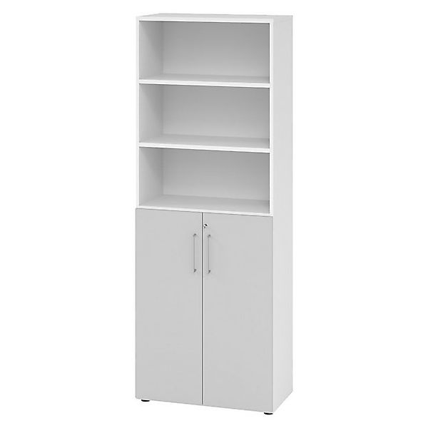 bümö Aktenschrank smart Kombischrank - 3 plus 3 Ordnerhöhen Dekor: Weiß/Gra günstig online kaufen