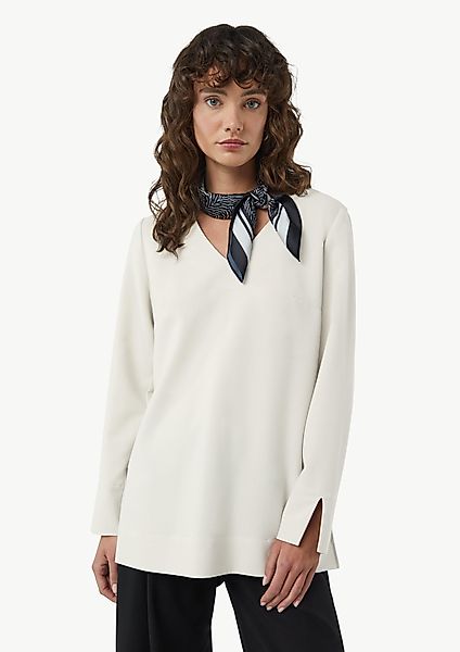 comma Langarmbluse Lange Crêpe-Bluse mit V-Ausschnitt günstig online kaufen