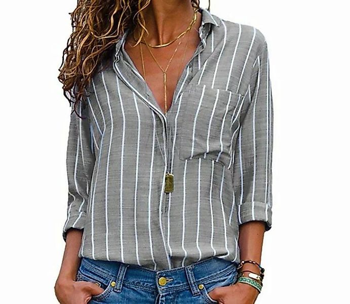 AFAZ New Trading UG Hemdbluse Bluse, lange Ärmel, lässig, gestreiftes Obert günstig online kaufen