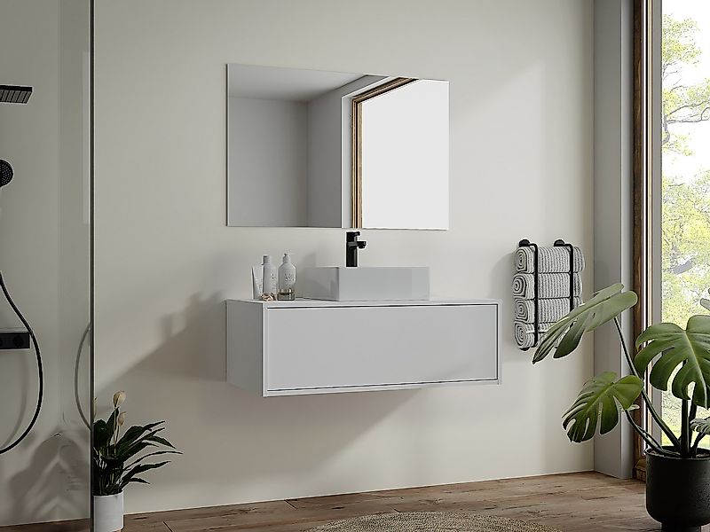 Waschbeckenunterschrank hängend - Weiß - 94 cm - TEANA II günstig online kaufen