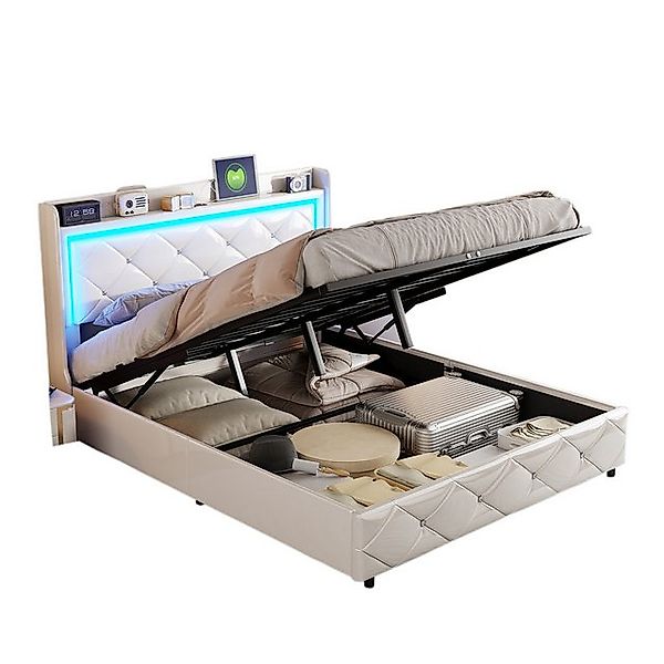 FUROKOY Stauraumbett Polsterbett Doppelbett mit LED Beleuchtung Kopfteil (B günstig online kaufen