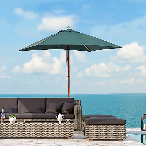 Outsunny Sonnenschirm Knickbar 200x150cm aus Tannenholz, 3-stufig einstellb günstig online kaufen