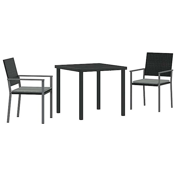 vidaXL Garten Essgruppe 3-Tlg Schwarz Poly Rattan 3379072 günstig online kaufen