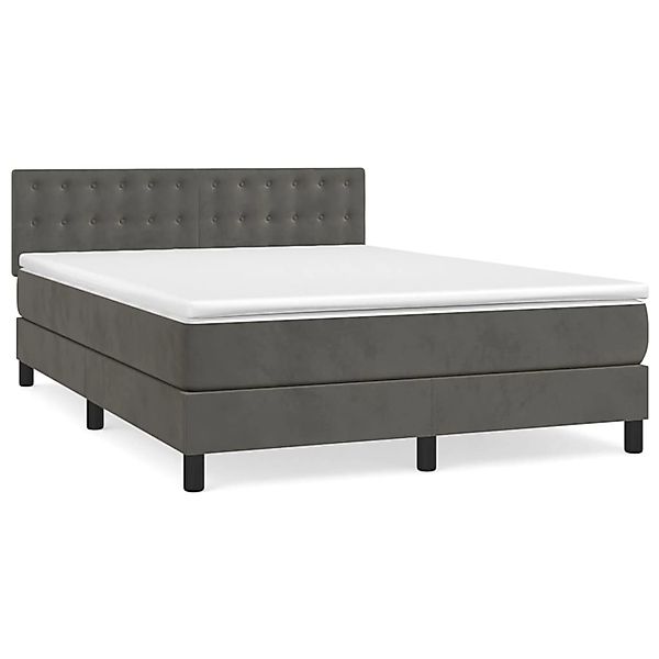 vidaXL Boxspringbett mit Matratze Dunkelgrau 140x200 cm Samt1399197 günstig online kaufen
