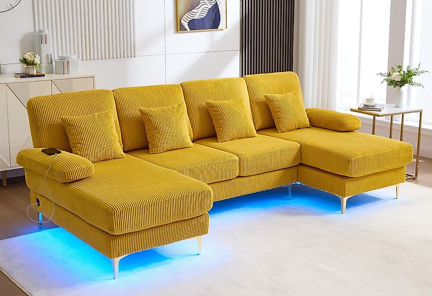 LVHOM Loungesofa Modulares U-Form-Sofa mit LED-Ambientebeleuchtung günstig online kaufen