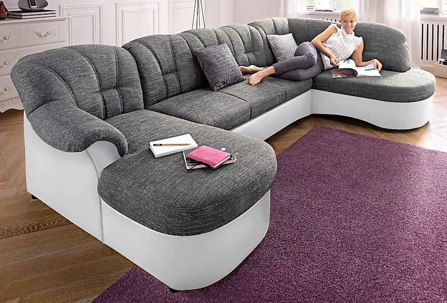 DOMO collection Wohnlandschaft "Flores auch in Leder-Bezug, B/T/H: 293/180/ günstig online kaufen