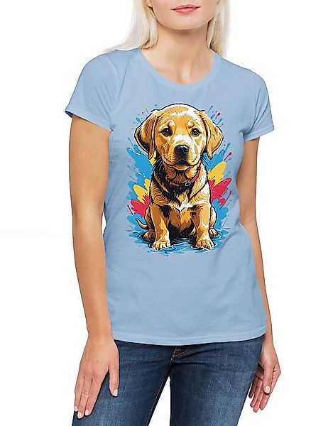 Urban Backwoods Print-Shirt Labrador Puppy Art Damen T-Shirt Golden Retriev günstig online kaufen