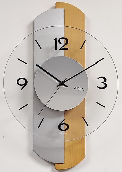 AMS Wanduhr W9209 (Made in Germany,Holz,Buche,Wohnzimmer,Esszimmer,Küche,Ar günstig online kaufen