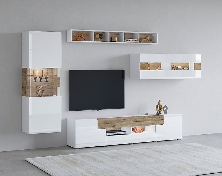 OTTO home Wohnwand Toledo,Breite 391cm stilvolle Mediawand ohne Beleuchtung günstig online kaufen