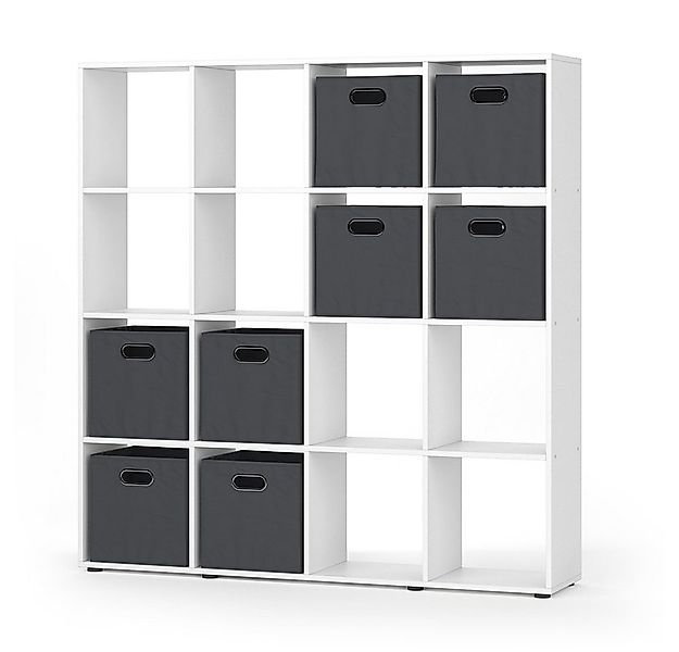 Vicco Raumteiler Karree, Weiß, 138.5 x 142.5 cm mit 4 Faltboxen günstig online kaufen