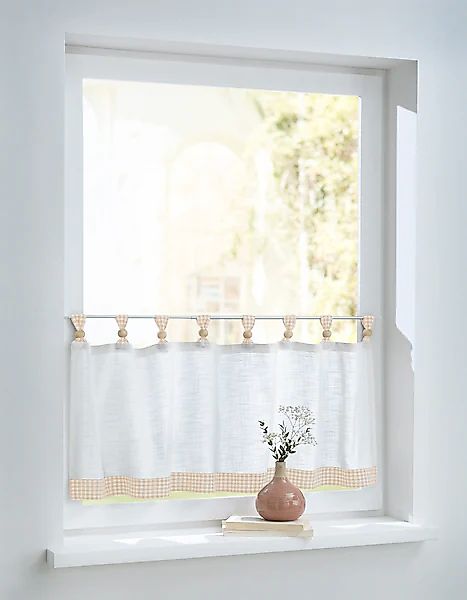 Kutti Scheibengardine »Cottage Panneau«, (1 St.), Kurzgardine Karo, Baumwol günstig online kaufen