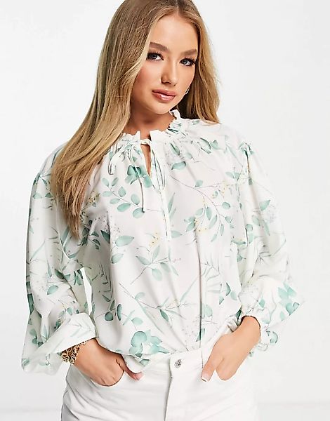 In The Style x Stacey Solomon – Weiß geblümte Oversized-Bluse mit weiten Är günstig online kaufen
