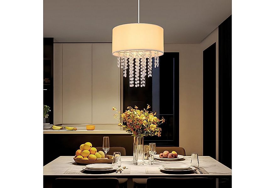 Nettlife Hängeleuchte Kristall Esstisch Stoff E27 Modern Pendelleuchte 150C günstig online kaufen