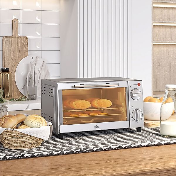 HOMCOM Minibackofen 9L Mini Ofen mit Backblech, Grillrost, 100 °C-230 °C, m günstig online kaufen