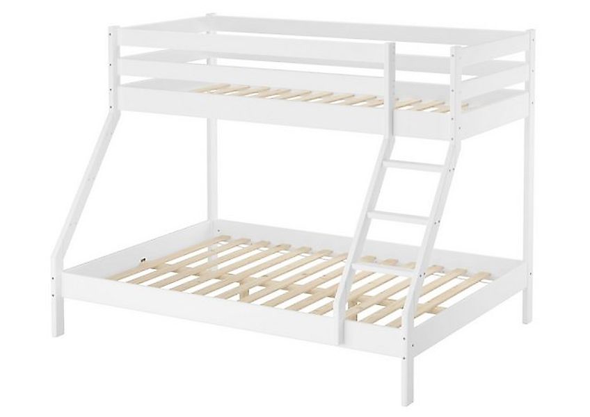 ERST-HOLZ Etagenbett Doppel-Etagenbett Kiefer Weiß 140 x 200 / 90 x 200 mit günstig online kaufen