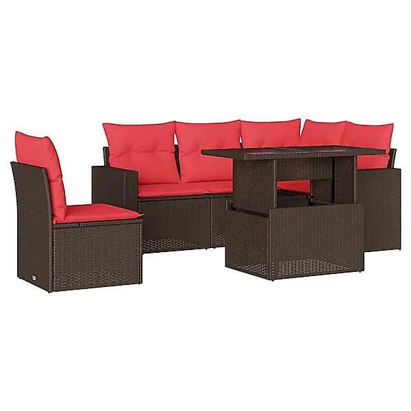 vidaXL 6-Tlg Gartensofa-Set mit Kissen Braun Polyrattan 3267284 günstig online kaufen