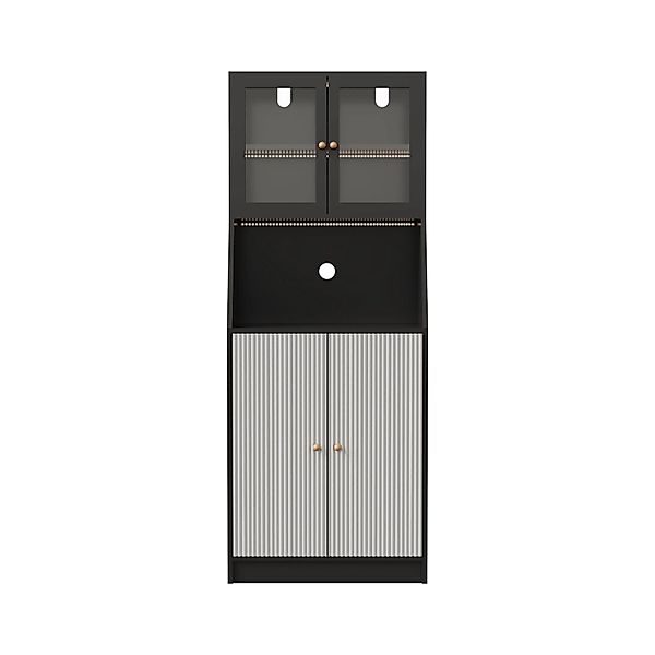 PXloue Sideboard Hochschrank  mit 4 Türen LED Küchenschrank für Wohnzimmer günstig online kaufen