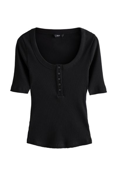 Next Henleyshirt Geripptes Henley-Kurzarmoberteil mit Knöpfen günstig online kaufen