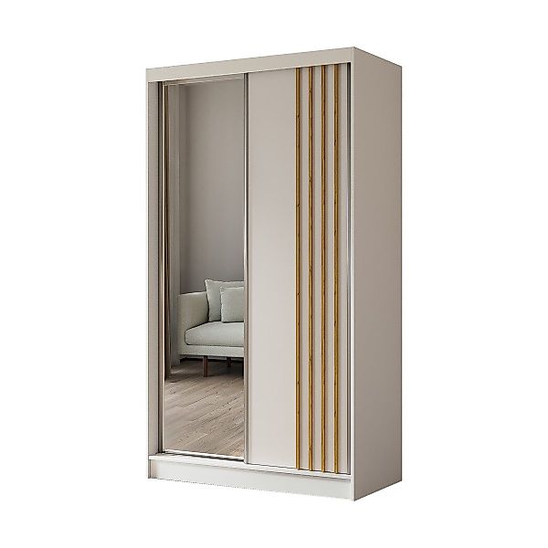 Compleo Schwebetürenschrank mit Lamellen MALTA, Garderobenschrank, günstig online kaufen