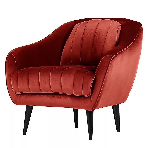 home24 Red Living Sessel Margon Kirschrot Samt 86x83x90 cm (BxHxT) günstig online kaufen