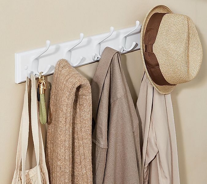 SONGMICS Wandgarderobe Garderobenhaken, 5 Dreifach-Kleiderhaken, 50,4 x 7 x günstig online kaufen