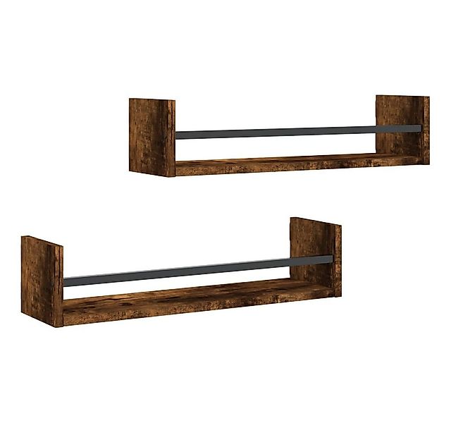 vidaXL Wandregal, Regale mit Stangen 2 Stk. Räuchereiche 60x16x14 cm günstig online kaufen