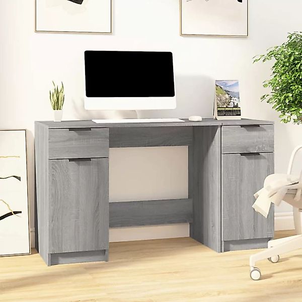 vidaXL Schreibtisch Schreibtisch mit Beistellschrank Grau günstig online kaufen