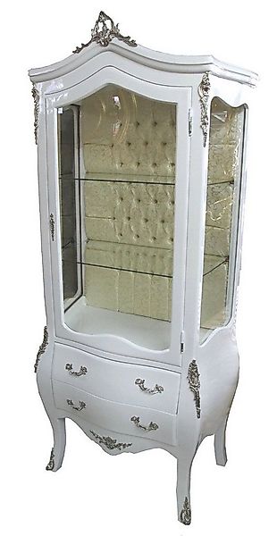 Casa Padrino Vitrine Barock Vitrine Weiß / Silber Schrank Wohnzimmerschrank günstig online kaufen
