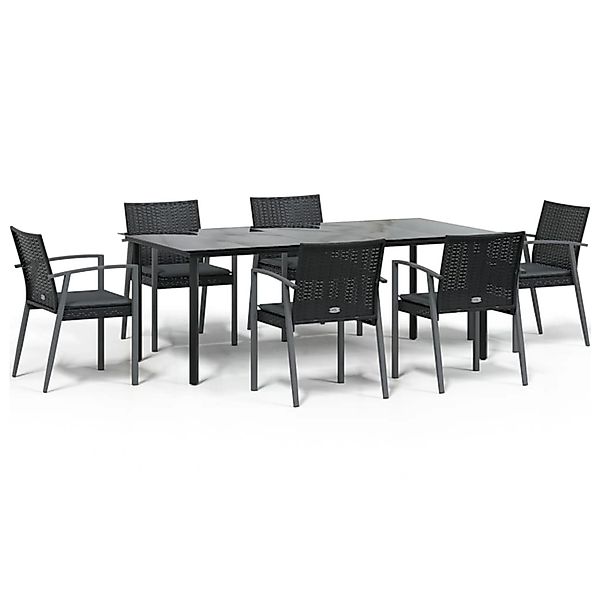 vidaXL 7-Tlg Garten-Essgruppe mit Kissen Poly Rattan und Stahl 3186999 günstig online kaufen