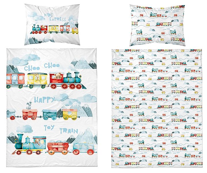 Detexpol Babybettwäsche Eisenbahn Happy Train 100% Baumwolle Größe: 100x135 günstig online kaufen