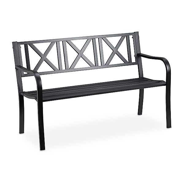 relaxdays Gartenbank Metall, Schwarz günstig online kaufen