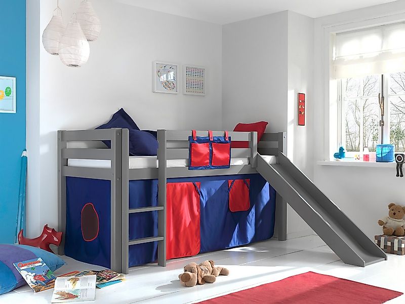 Vipack Spielbett "Pino, Kiefer massiv, mit Rolllattenrost u. Textil-Set, Ma günstig online kaufen