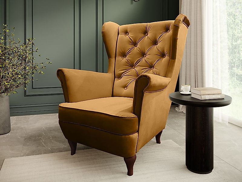Beautysofa Ohrensessel Sessel FALCO Chesterfield Wohnzimmersessel günstig online kaufen